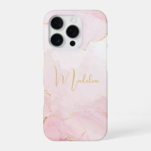 Funda Para iPhone 16 Pro Elegante nombre con escritura dorada en mármol ros