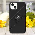 Elegante Nombre de Monograma Plata Negro Personali<br><div class="desc">Personalizar el texto y crea fácilmente tu estuche para iPhone personalizado. Haga clic en EDITAR y, a continuación, haga clic en EDITAR FONDO para cambiar el color de fondo. Puede TRANSFERIR este DISEÑO a otros productos de Zazzle y ajustarlo para que se ajuste a la mayoría de los artículos de...</div>