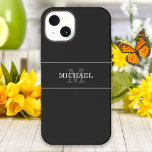Elegante Nombre de Monograma Plata Negro Personali<br><div class="desc">Personalizar el texto y crea fácilmente tu estuche para iPhone personalizado. Haga clic en EDITAR y, a continuación, haga clic en EDITAR FONDO para cambiar el color de fondo. Puede TRANSFERIR este DISEÑO a otros productos de Zazzle y ajustarlo para que se ajuste a la mayoría de los artículos de...</div>