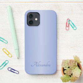 Funda Para iPhone 12 Elegante nombre Metalizado cepillado azul
