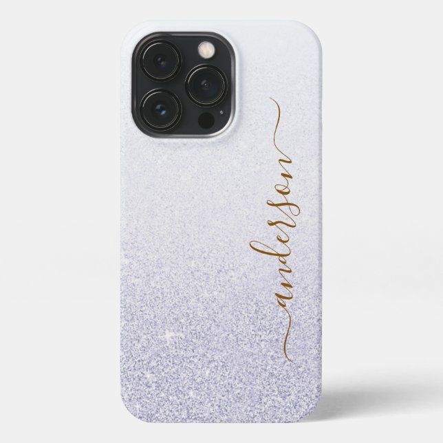 Funda Para iPhone Elegante nombre monogramado con brillo (Reverso)