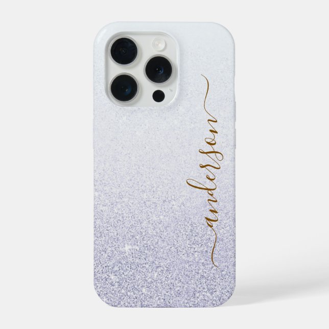 Funda Para iPhone Elegante nombre monogramado con brillo (Reverso )