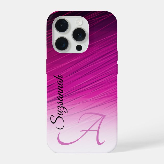 Funda Para iPhone Elegante Nombre Personalizado Monograma Púrpura St (Reverso )