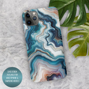 Funda Para iPhone 16 Pro Max Elegante Patrón de Ágata de Cuarzo Azul Turquesa P