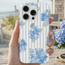 Elegante patrón de Hortensia Azul con franja Gris