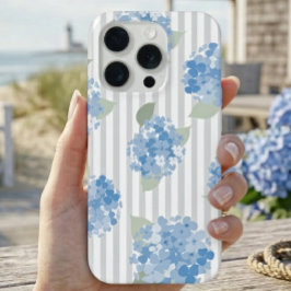 Elegante patrón de Hortensia Azul con franja Gris