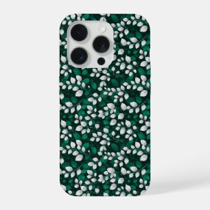 Elegante patrón floral de hoja esmeralda blanca
