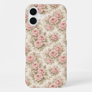 Funda Para iPhone 16 Plus Elegante patrón floral sin fisuras de rosa vintage