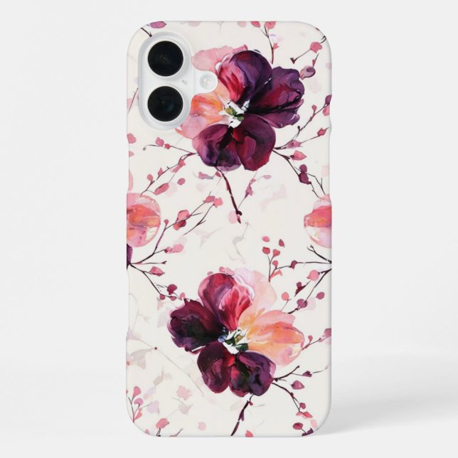 Funda Para iPhone Elegante patrón floral y de ramas en acuarela (Reverso )
