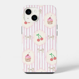 Funda Para iPhone 14 Elegante patrón vintage Borde Frutos Cupcakes