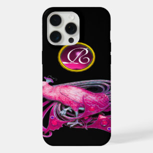 ELEGANTE PAVO REAL EN FUCsia ROSA, MONOGRAMA DE AM