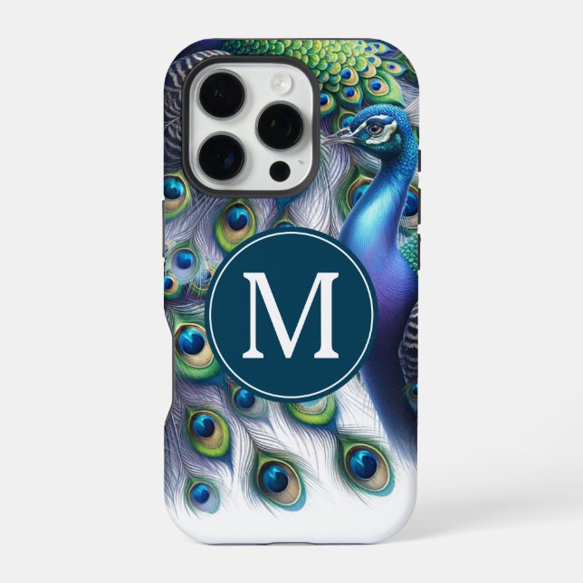 Funda Para iPhone Elegante Peacock Monogramado (Reverso )