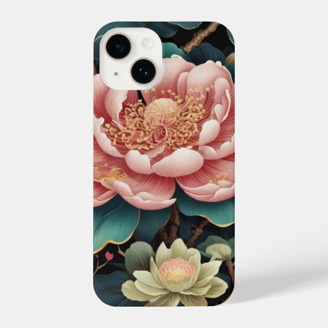 Funda Para iPhone Elegante Peony Blossom Arte Botánico (Reverso )