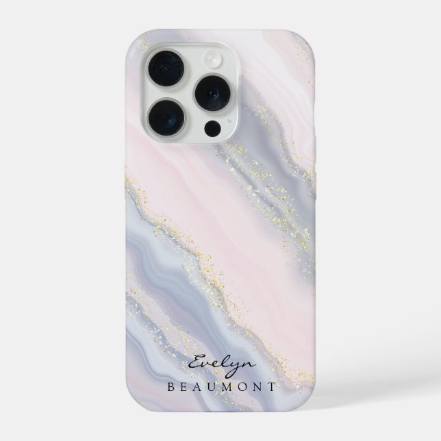 Funda Para iPhone Elegante Personalizable de Mármol rosa púrpura pas (Reverso )