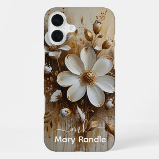 Funda Para iPhone 16 Plus Elegante pintura de aceite de flores abstracta con