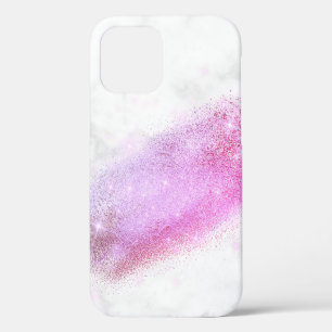Funda Para iPhone 12 Elegante pollita ombre rosa y púrpura con brillo d