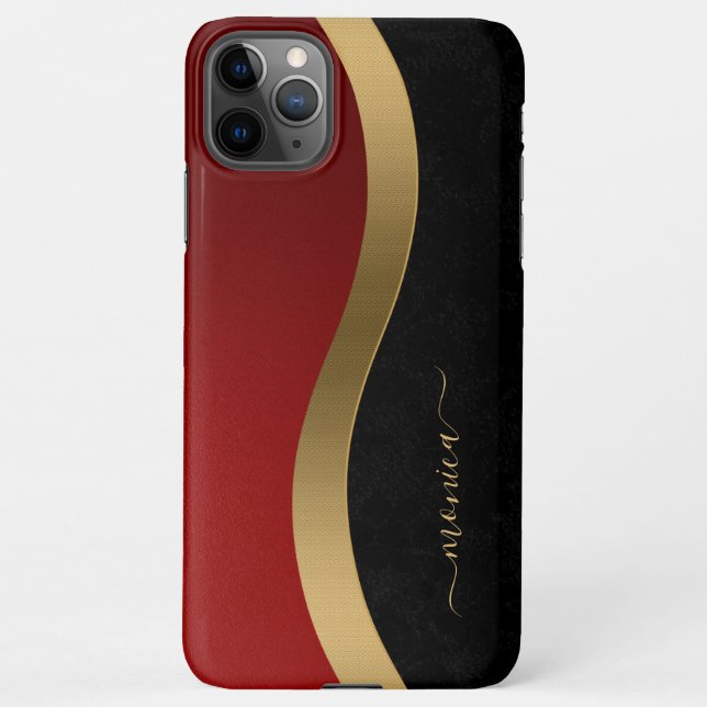 Funda Para iPhone Elegante rojo negro y oro (Reverso)