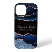 Elegante Rosa azul de la marina Gold Black Busines