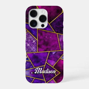 Funda Para iPhone 16 Pro Elegante rosa morado giratorio geométrico