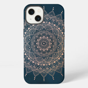 Elegante rosa oro sobre mandala de henna floral te