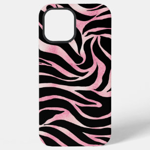 Funda Para iPhone 12 Pro Max Elegante Rosa Purpurina de oro Zebra Black Animal
