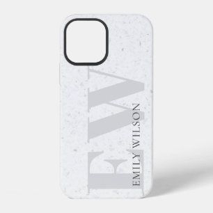 Funda Para iPhone 12 Elegante Simple Terraczo Piedra Gris Monograma de 