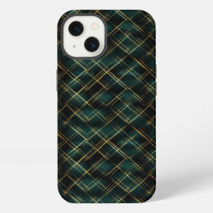 Elegante Tartán de Navidad en oro y verde oscuro