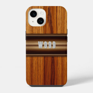 Funda Para iPhone 14 Elegante textura de madera con latón decorativo