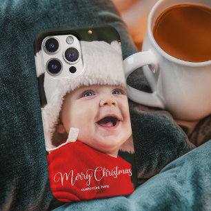Funda Para iPhone 14 Elegante tipografía blanca de Feliz Navidad Foto