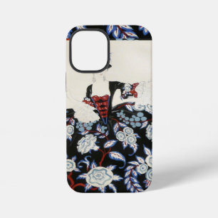 FUNDA PARA iPhone 12 MINI ELEGANTE VESTIDO DE FLOR DE DAMA CON FLORES NEGRAS