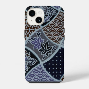 Funda Para iPhone 14 Elegante Washi Japonés Origami Patrones Índigo