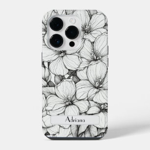 Funda Para iPhone 14 Pro Elegante Wildflowers blanco y negro Funda-Mate
