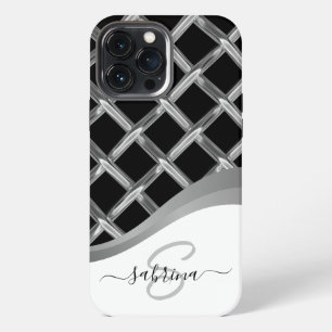 Funda Para iPhone 13 Pro Max Elegante y elegante nombre de Monograma Metalizado