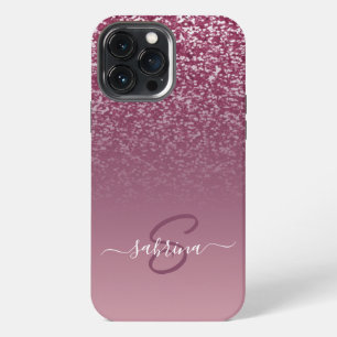Funda Para iPhone 13 Pro Max Elegante y elegante Purpurina púrpura nombre monog
