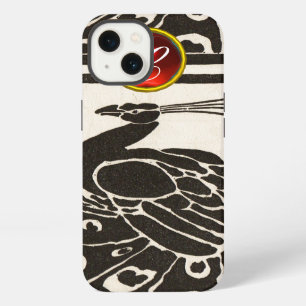 ELEGANTEMONOGRAMA DE GEMAS RUBÍ ROJO PAVO REAL BLA