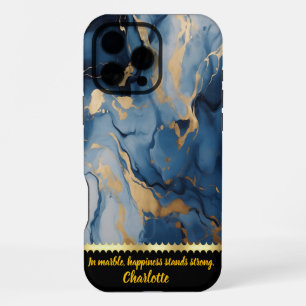 Funda Para iPhone 16 Pro Max Elegantes barrenderos de diseño de mármol azul y d