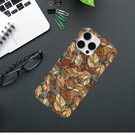 Funda Para iPhone 16 Pro Max Elegantes hojas de otoño de vidrio manchado - otoñ