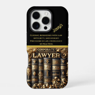 Funda Para iPhone 16 Pro Elegantes libros de leyes adorados con tonos dorad