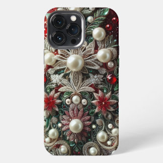 Funda Para iPhone 13 Pro Max Elegantes perlas rojas y verdes modernas para el D