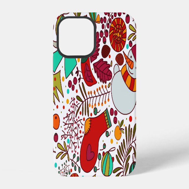 Funda Para iPhone Elementos festivos de Navidad diseño continuo (Reverso )