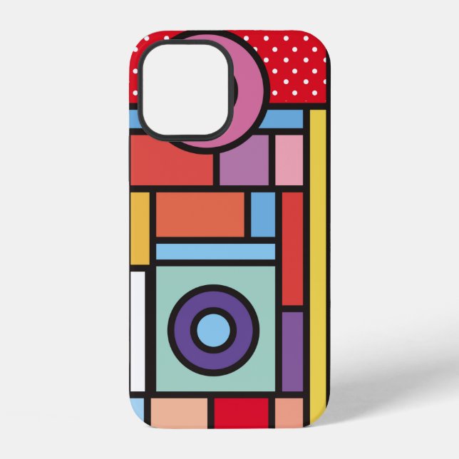 Funda Para iPhone Elementos geométricos de moda diseño memphis. Retr (Reverso )
