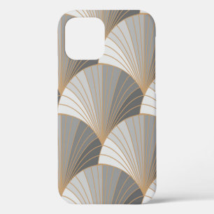 Funda Para iPhone 12 Elementos grises con contorno de oro. patrón impec