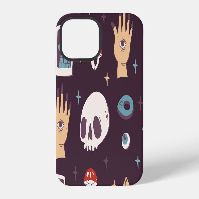 Funda Para iPhone Elementos mágicos: cráneo, tarot sin costuras (Reverso )