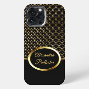 Funda Para iPhone 13 Pro Max Élite Elegante Art Deco Oro Negro