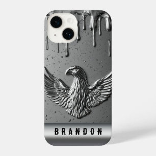 Funda Para iPhone 14 Emblema de águila de metal plateado con pintura go
