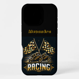 Funda Para iPhone 16 Pro Max Emocionantes carreras de motocicletas y banderas!