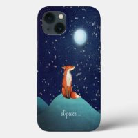 en paz ~ Encantador Fox Sitting Under a Luna