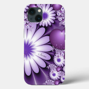 Enamorándose flores abstractas y corazones nombre