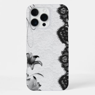 Funda Para iPhone 16 Pro Max Encaje Floral Coqueta Oscuro