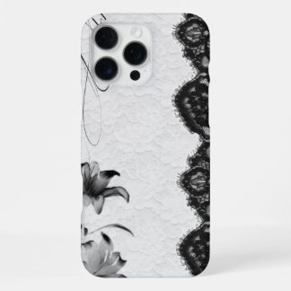 Funda Para iPhone 16 Pro Max Encaje Floral Coqueta Oscuro